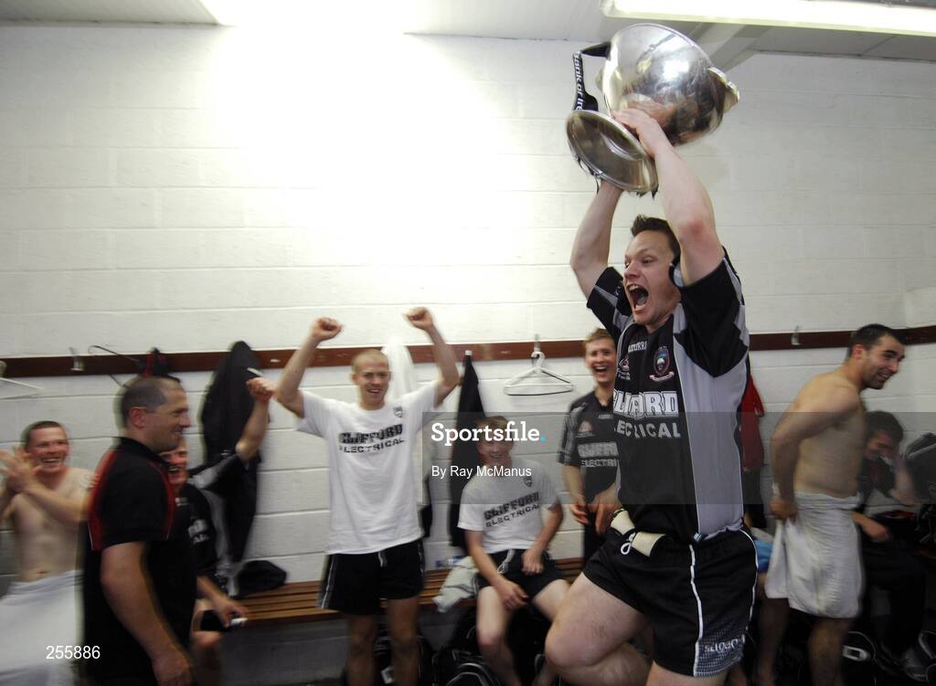 8 July 2007; Sligo substitute Gerry McGowan carries the Nestor Cup into the dressing room. Bank of Ireland Connacht Senior Football Championship Final, Galway v Sligo, Dr. Hyde Park, Roscommon. Picture credit: Ray McManus / SPORTSFILE