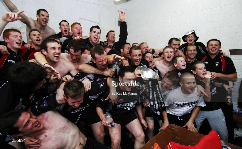 8 July 2007; Sligo players and officials celebrate in the deessing room. Bank of Ireland Connacht Senior Football Championship Final, Galway v Sligo, Dr. Hyde Park, Roscommon. Picture credit: Ray McManus / SPORTSFILE