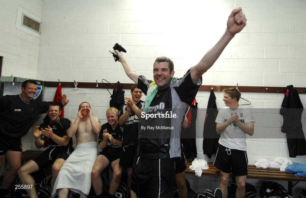 8 July 2007; Sligo's Kieran Quinn celebrates in the dressing room. Bank of Ireland Connacht Senior Football Championship Final, Galway v Sligo, Dr. Hyde Park, Roscommon. Picture credit: Ray McManus / SPORTSFILE