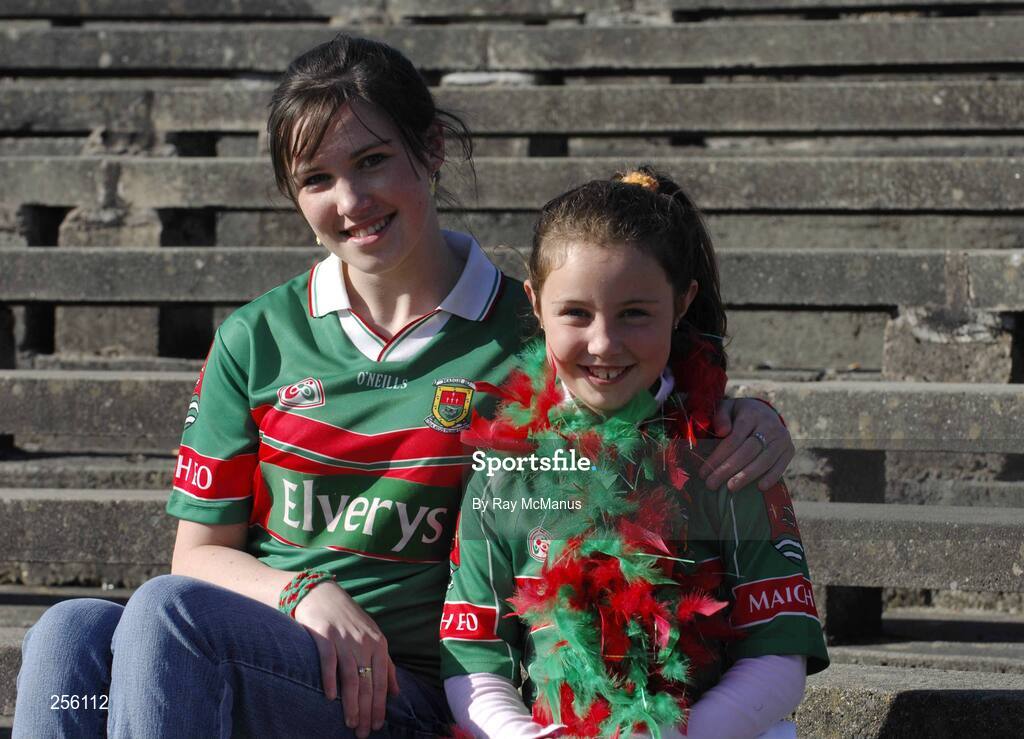 7 July 2007; Sisters Sandra, left, and Laura Ganley from Ballaghadree, Co. Roscommon, show their support for Mayo. Bank of Ireland All-Ireland Senior Football Championship Qualifier, Round 1, Mayo v Cavan, McHale Park, Castlebar, Co. Mayo. Picture credit: Ray McManus / SPORTSFILE