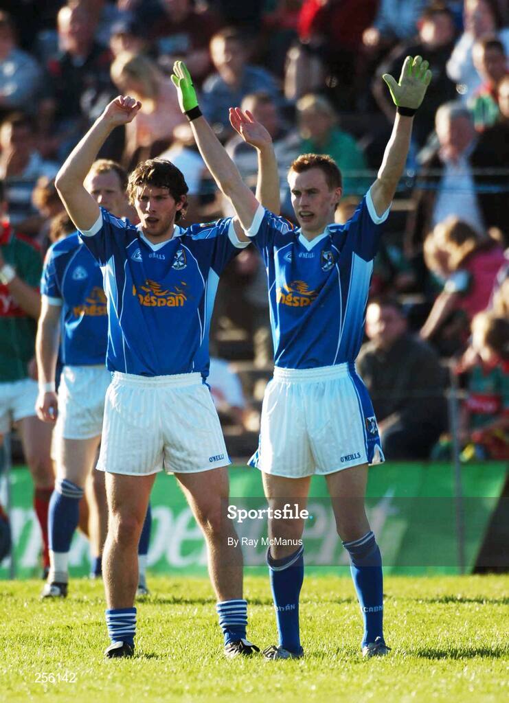 7 July 2007; Michael Hannon, left, and Martin Reilly, Cavan. Bank of Ireland All-Ireland Senior Football Championship Qualifier, Round 1, Mayo v Cavan, McHale Park, Castlebar, Co. Mayo. Picture credit: Ray McManus / SPORTSFILE