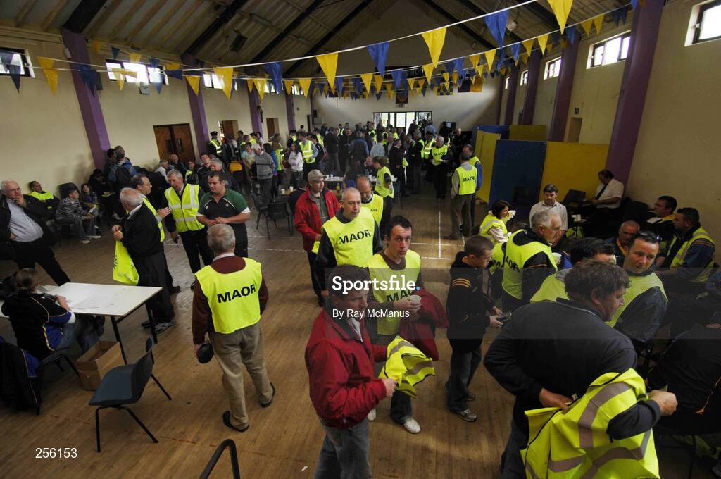 8 July 2007; Maors assemble in the club hall before the game. Bank of Ireland Connacht Senior Football Championship Final, Galway v Sligo, Dr. Hyde Park, Roscommon. Picture credit: Ray McManus / SPORTSFILE