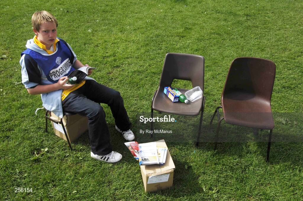 8 July 2007; A programme seller prepares for the days trading. Bank of Ireland Connacht Senior Football Championship Final, Galway v Sligo, Dr. Hyde Park, Roscommon. Picture credit: Ray McManus / SPORTSFILE