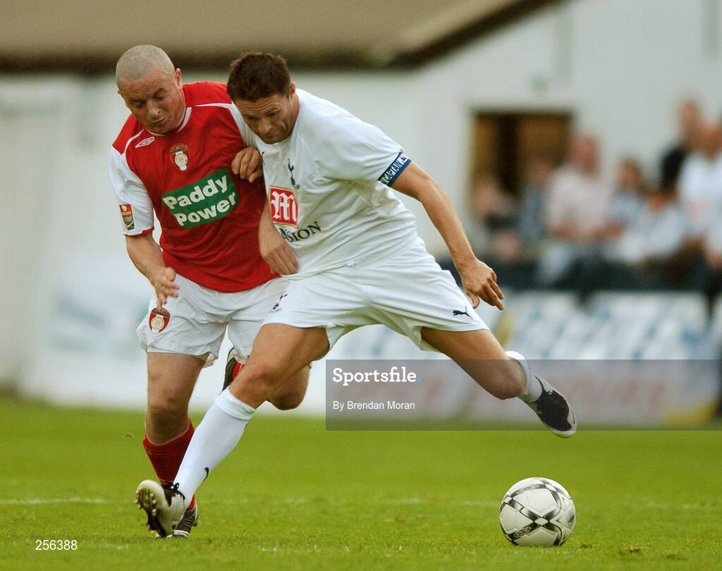 12 July 2007; Robbie Keane, Tottenham Hotspur, in action against Michael Keane, St Patrick's Athletic. Pre Season Friendly, St Patrick's Athletic v Tottenham Hotspur, Richmond Park, Dublin. Picture credit: Brendan Moran / SPORTSFILE