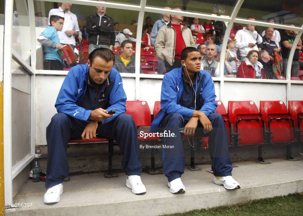 12 July 2007; Tottenham Hotspur players Dimitar Berbatov, left, and Jermaine Jenas who sat out the game. Pre Season Friendly, St Patrick's Athletic v Tottenham Hotspur, Richmond Park, Dublin. Picture credit: Brendan Moran / SPORTSFILE