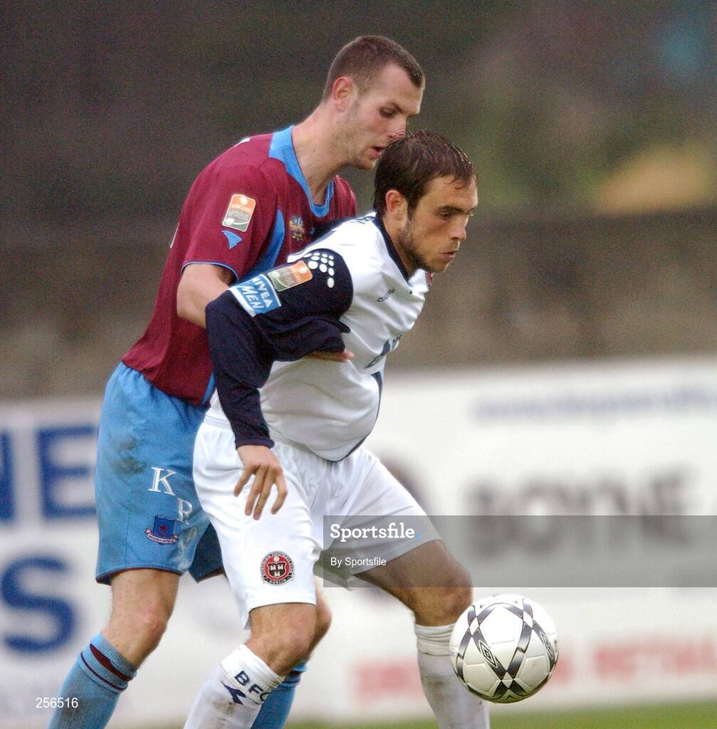 13 July 2007; Stephen Rice, Bohemians, in action against Steven Gray, Drogheda United. eircom League of Ireland Premier Division, Drogheda United v Bohemians, United Park, Drogheda, Co. Louth. Photo by Sportsfile