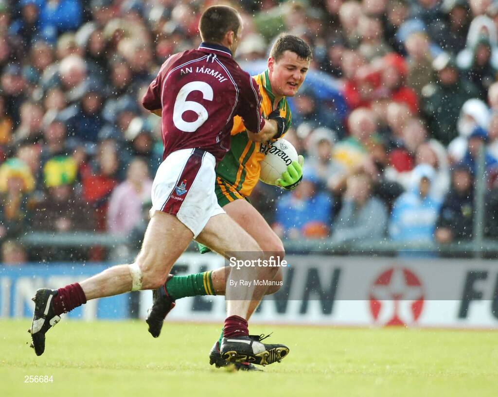 14 July 2007; Michael Murphy, Donegal, in action against Michael Ennis, Westmeath. Bank of Ireland All-Ireland Football Championship Qualifier, Round 2, Westmeath v Donegal, Cusack Park, Mullingar, Co. Westmeath. Picture credit: Ray McManus / SPORTSFILE
