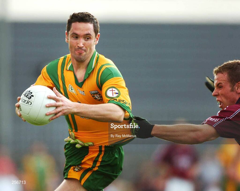 14 July 2007; Brendan Devenney, Donegal, in action against Francis Boyle, Westmeath. Bank of Ireland All-Ireland Football Championship Qualifier, Round 2, Westmeath v Donegal, Cusack Park, Mullingar, Co. Westmeath. Picture credit: Ray McManus / SPORTSFILE