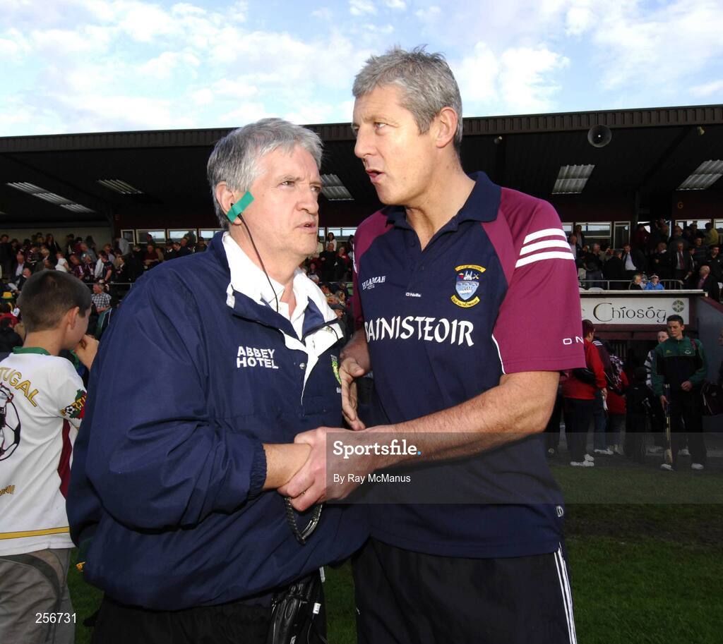 14 July 2007; Westmeath manager Tomás O Flatharta and Donegal manager BrianMcIver after the game. Bank of Ireland All-Ireland Football Championship Qualifier, Round 2, Westmeath v Donegal, Cusack Park, Mullingar, Co. Westmeath. Picture credit: Ray McManus / SPORTSFILE