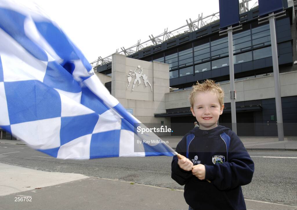 15 July 2007; Four-year-old Laois supporter Darragh Enright, from Abbeyleix, outside Croke Park before the game. Bank of Ireland Leinster Senior Football Championship Final, Dublin v Laois, Croke Park, Dublin. Picture credit: Ray McManus / SPORTSFILE
