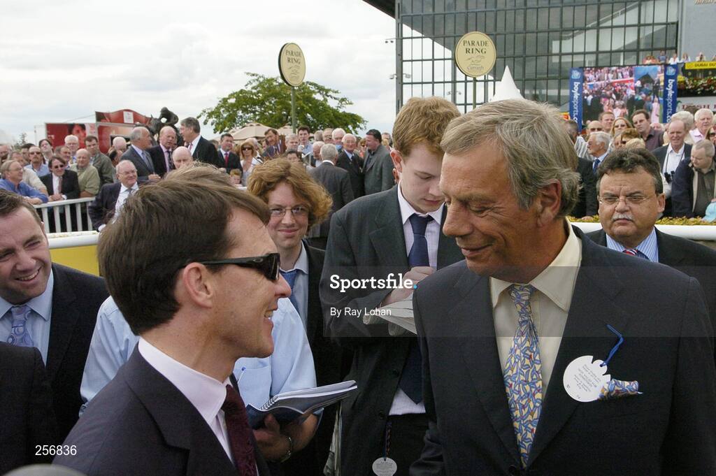 15 July 2007; Trainer's Aidan O'Brien, left, and Henry Cecil after the Darley Irish Oaks. Curragh Racecourse, Co. Kildare. Picture credit: Ray Lohan / SPORTSFILE *** Local Caption ***