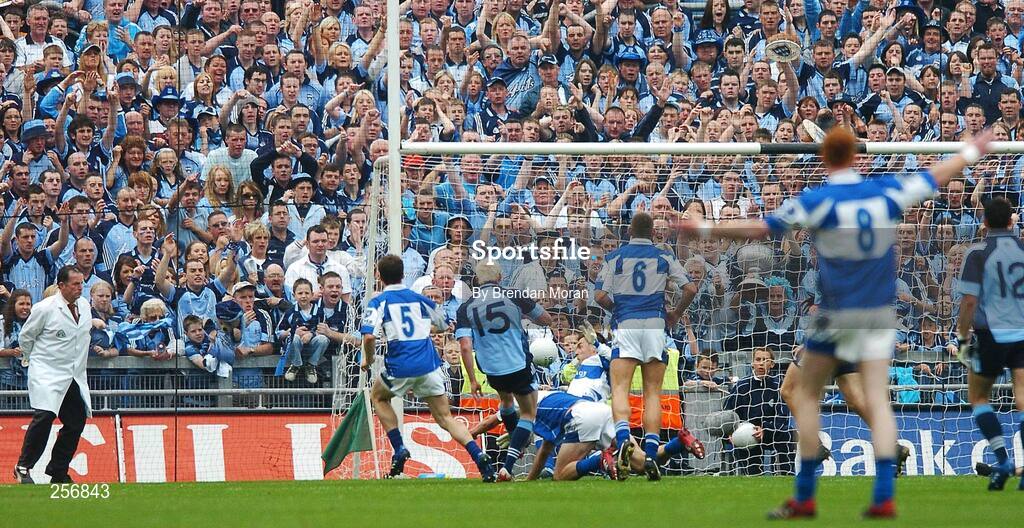 15 July 2007; Mark Vaughan, 15, Dublin, scores his side's first goal. Bank of Ireland Leinster Senior Football Championship Final, Dublin v Laois, Croke Park, Dublin. Picture credit: Brendan Moran / SPORTSFILE