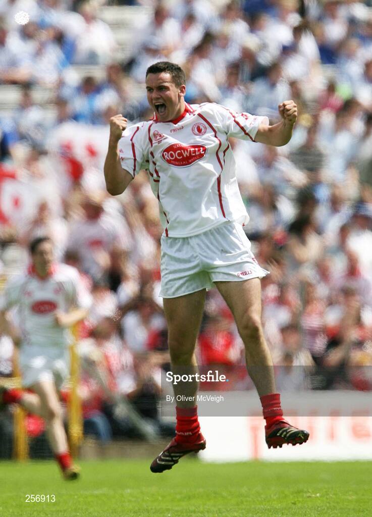 15 July 2007; Tyrone's Kyle Coney celebrates at the final whistle. ESB Ulster Minor Football Championship Final - Derry v Tyrone, St Tighearnach's Park, Clones, Co Monaghan. Picture credit: Oliver McVeigh / SPORTSFILE