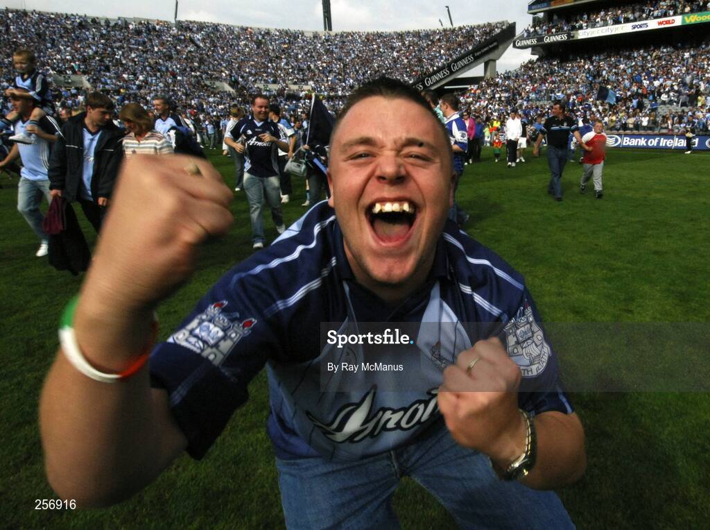 15 July 2007; Dublin supporters celebrate victory after the game. Bank of Ireland Leinster Senior Football Championship Final, Dublin v Laois, Croke Park, Dublin. Picture credit: Ray McManus / SPORTSFILE