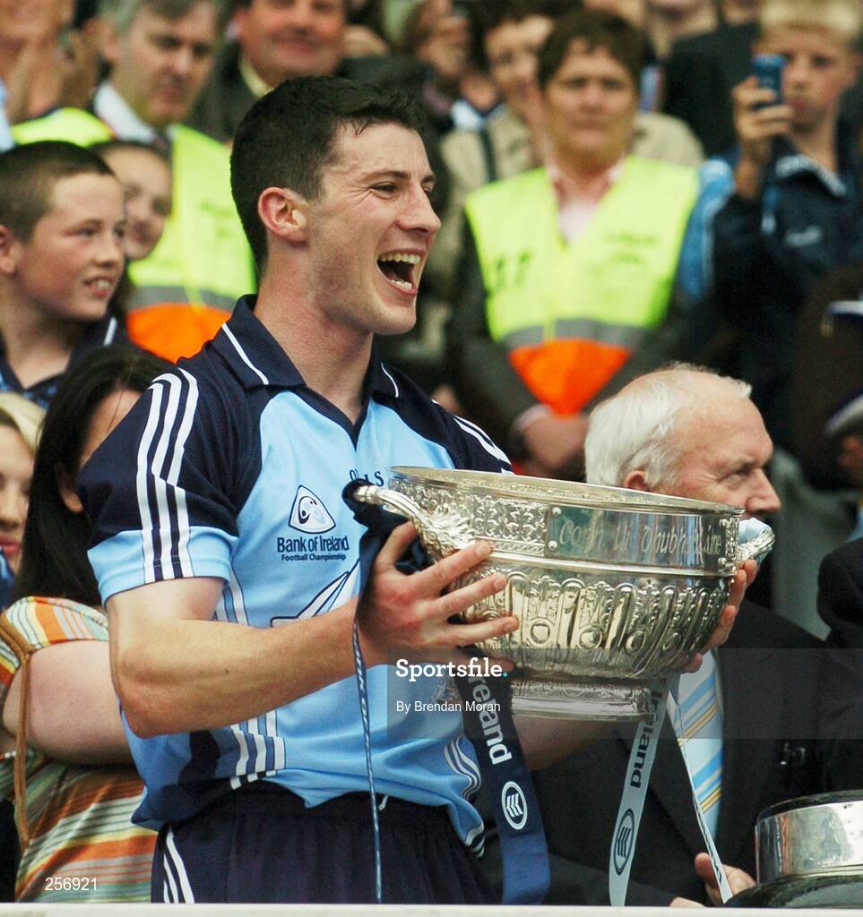 15 July 2007; Dublin captain Colin Moran celebrates with the Delaney Cup after the game. Bank of Ireland Leinster Senior Football Championship Final, Dublin v Laois, Croke Park, Dublin. Picture credit: Brendan Moran / SPORTSFILE