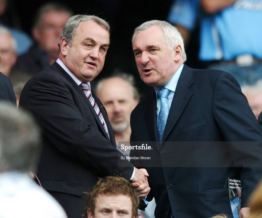 15 July 2007; President of the GAA Nickey Brennan welcomes An Taoiseach Bertie Ahern TD, to Croke Park before the game. Bank of Ireland Leinster Senior Football Championship Final, Dublin v Laois, Croke Park, Dublin. Picture credit: Brendan Moran / SPORTSFILE