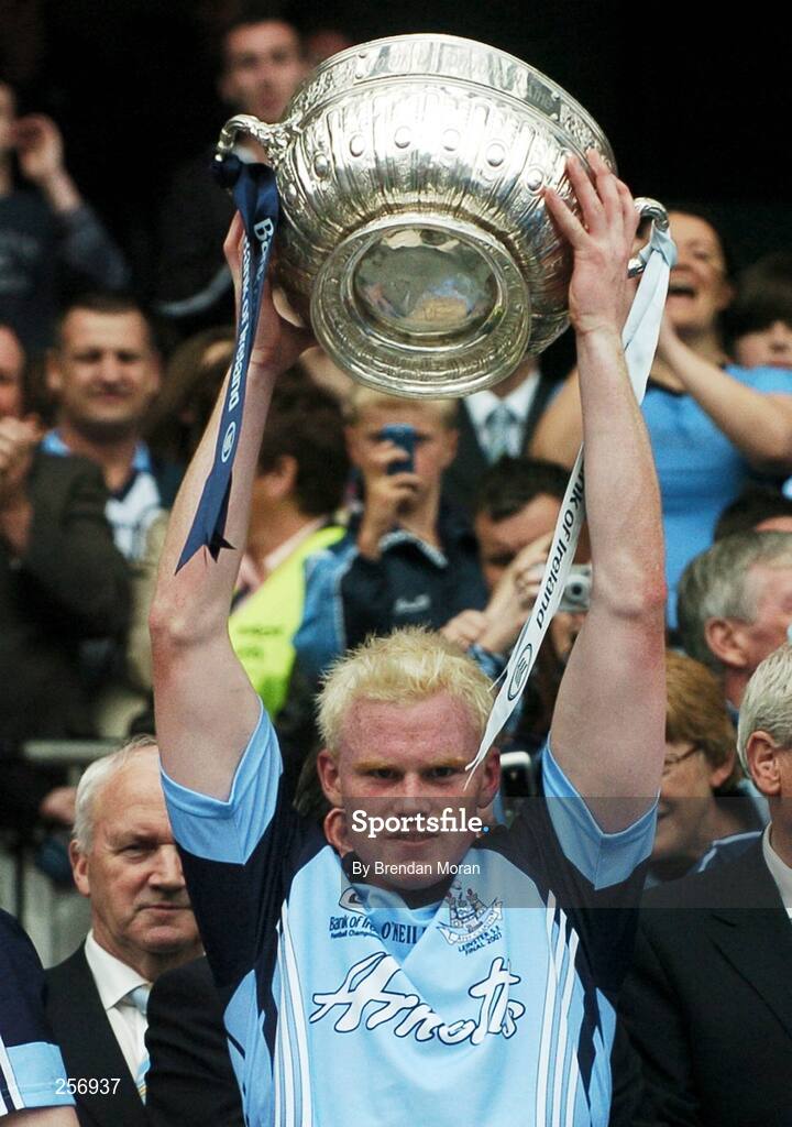 15 July 2007; Dublin goalscorer Mark Vaughan with the Delaney cup after the game. Bank of Ireland Leinster Senior Football Championship Final, Dublin v Laois, Croke Park, Dublin. Picture credit: Brendan Moran / SPORTSFILE