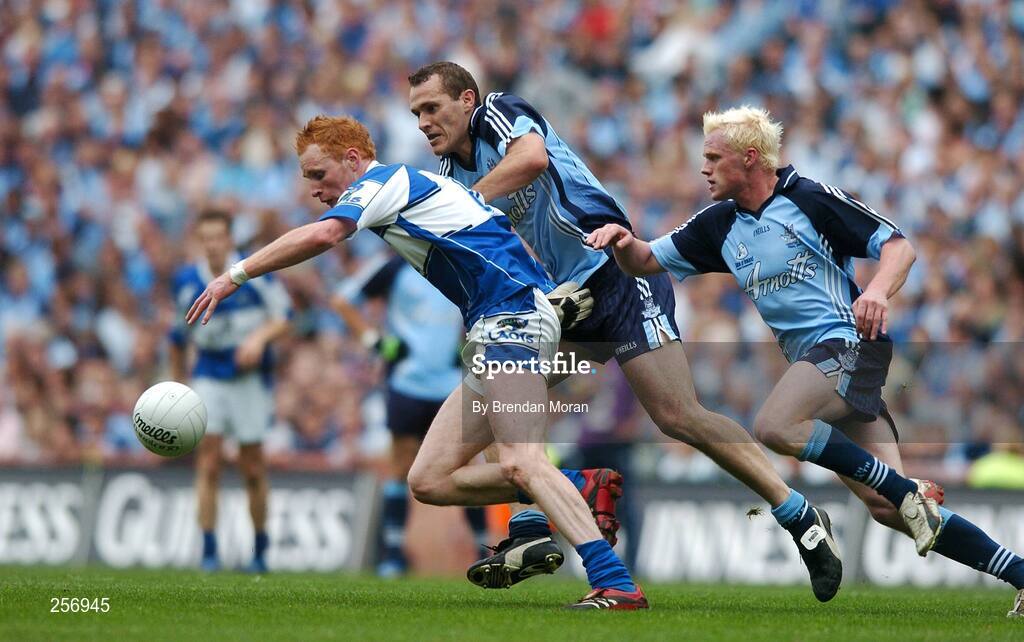 15 July 2007; Padraig Clancy, Laois, under pressure from Ciaran Whelan and Mark Vaughan, right, Dublin. Bank of Ireland Leinster Senior Football Championship Final, Dublin v Laois, Croke Park, Dublin. Picture credit: Brendan Moran / SPORTSFILE