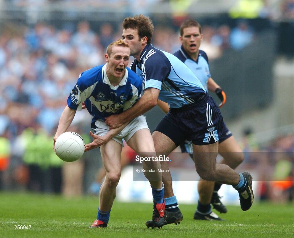 15 July 2007; Peter O'Leary, Laois, in action against Bryan Cullen, Dublin. Bank of Ireland Leinster Senior Football Championship Final, Dublin v Laois, Croke Park, Dublin. Picture credit: Brendan Moran / SPORTSFILE