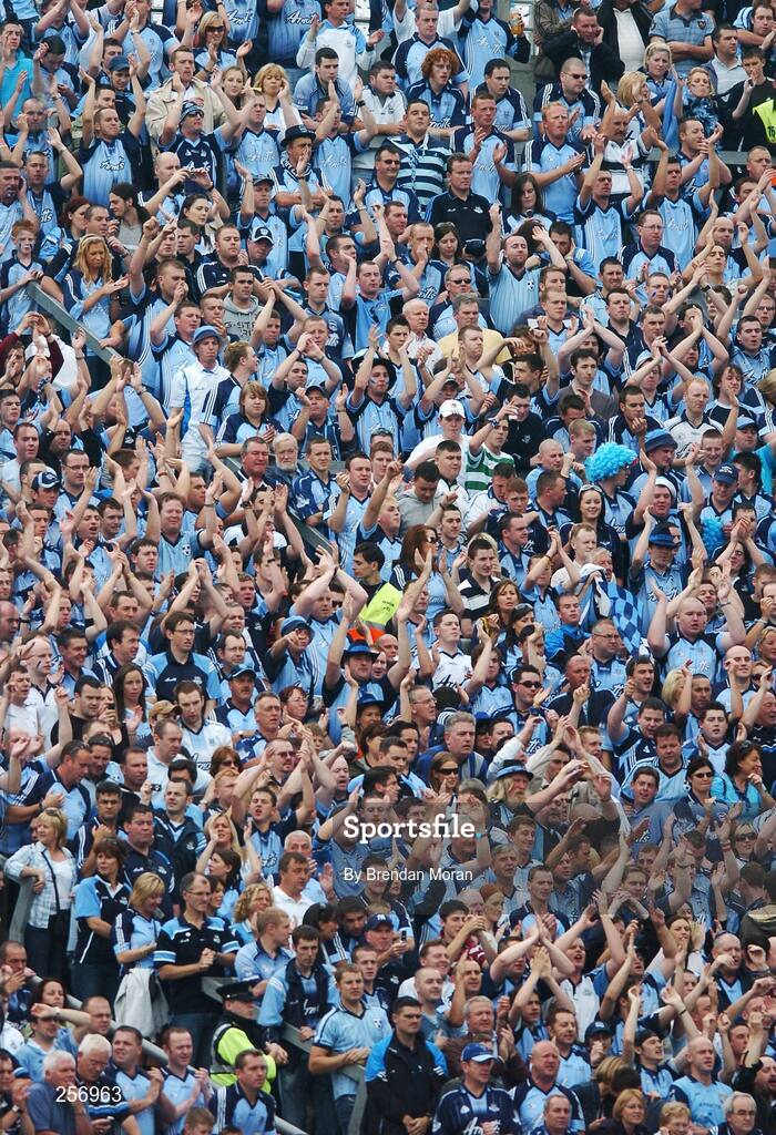 15 July 2007; Dublin supporters cheer on their side from Hill 16. Bank of Ireland Leinster Senior Football Championship Final, Dublin v Laois, Croke Park, Dublin. Picture credit: Brendan Moran / SPORTSFILE