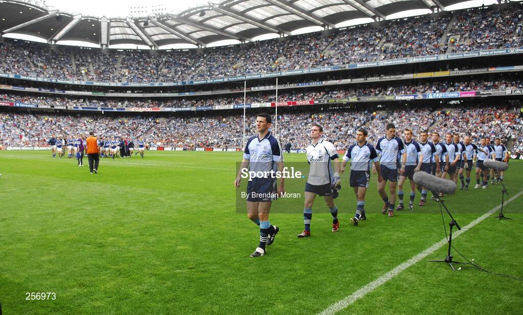 15 July 2007; The Dublin team walk in the pre-match parade on their own. Bank of Ireland Leinster Senior Football Championship Final, Dublin v Laois, Croke Park, Dublin. Picture credit: Brendan Moran / SPORTSFILE