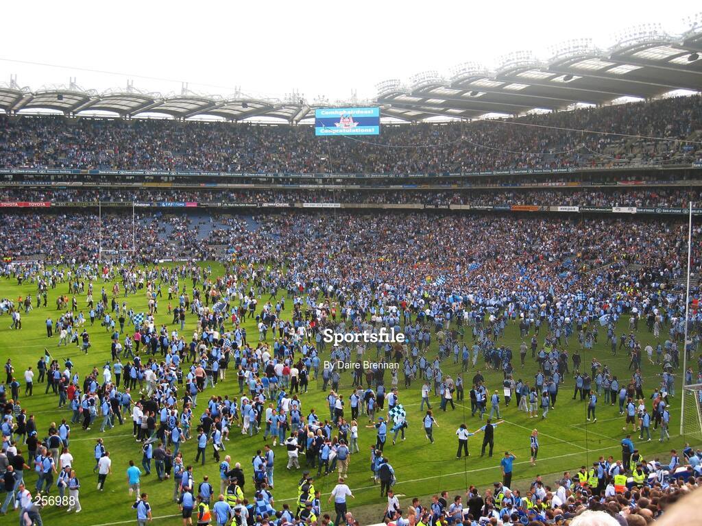 15 July 2007; A general view of Croke Park as seen from Hill 16 as the Dublin supporters invade the pitch. Bank of Ireland Leinster Senior Football Championship Final, Dublin v Laois, Croke Park, Dublin. Picture credit: Daire Brennan / SPORTSFILE