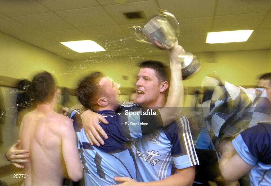 18 July 2007; Dublin players John McCaffrey and Eoin Moran celebrate with the cup. U21 Leinster Hurling Championship final, Dublin v Offaly, Parnell Park, Dublin. Picture Credit; Ray Lohan / SPORTSFILE *** Local Caption ***