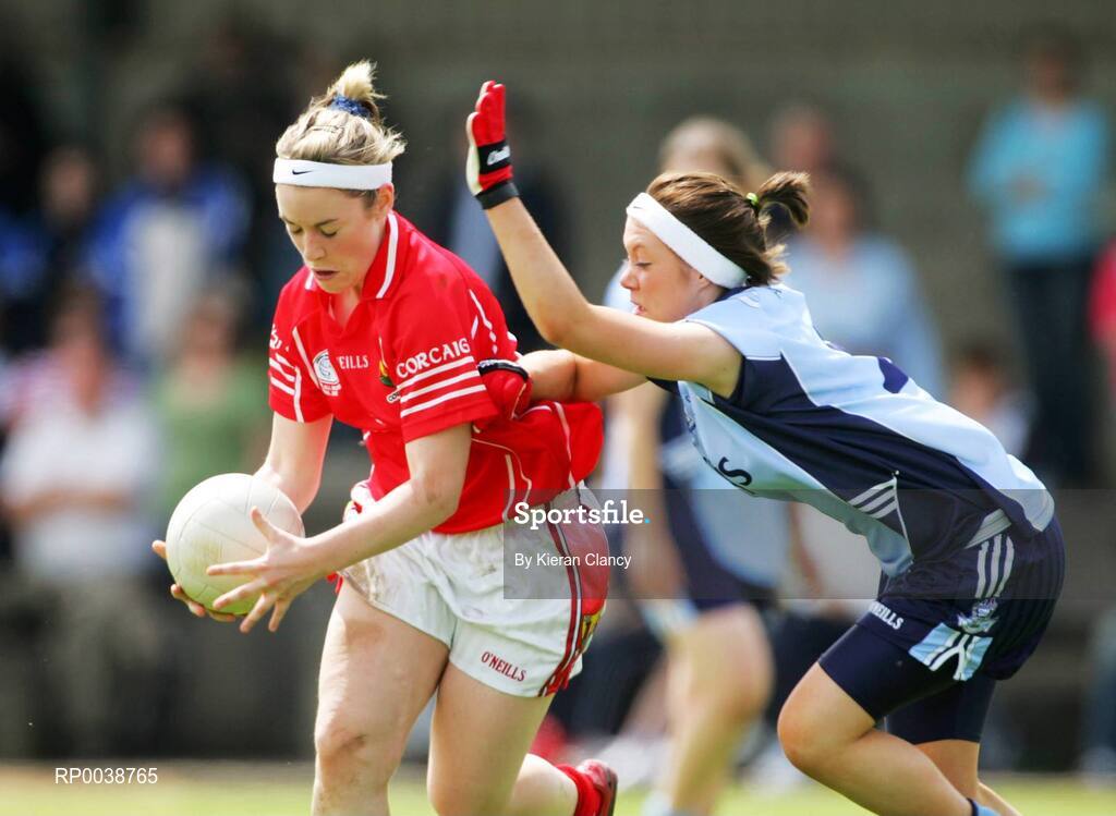 15 July 2007; Amanda Murphy, Cork, in action against Ailish McKenna , Dublin. TG4 Ladies All-Ireland Minor Football Final, Dublin v Cork, JJ Brackens GAA Club, Templemore, Co. Tipperary. Picture credit: Kieran Clancy / SPORTSFILE