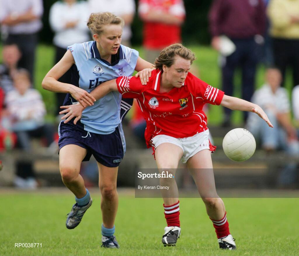 15 July 2007; Sile Johnson, Cork, in action against Karen McGlynn , Dublin. TG4 Ladies All-Ireland Minor Football Final, Dublin v Cork, JJ Brackens GAA Club, Templemore, Co. Tipperary. Picture credit: Kieran Clancy / SPORTSFILE