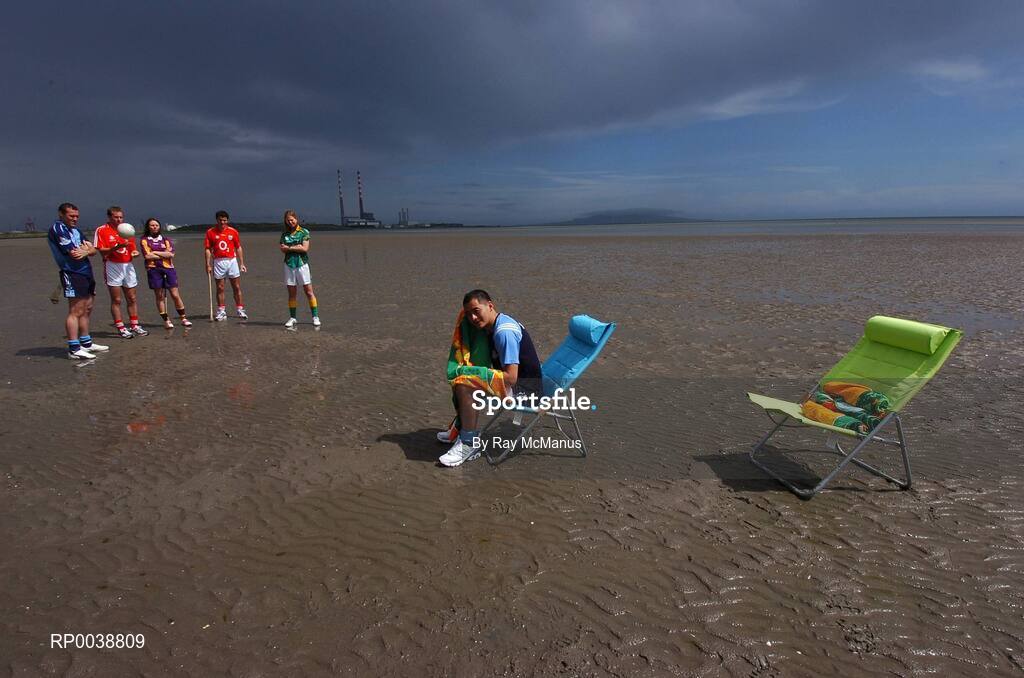 17 July 2007; Dublin footballers Jason Sherlock and Ciaran Whelan, Cork hurler Tom Kenny and Cork footballer James Masters, were announced as Ariel GAA Championship Bright Ambassadors for 2007. Ladies Football All Star Grainne Nulty from Meath and Wexford Camogie captain Mary Leacy also attended the launch event. This summer, Ariel is giving away free exclusive GAA towels with promotional packs. Martello Tower, Sandymount Strand, Dublin. Picture credit: Ray McManus / SPORTSFILE