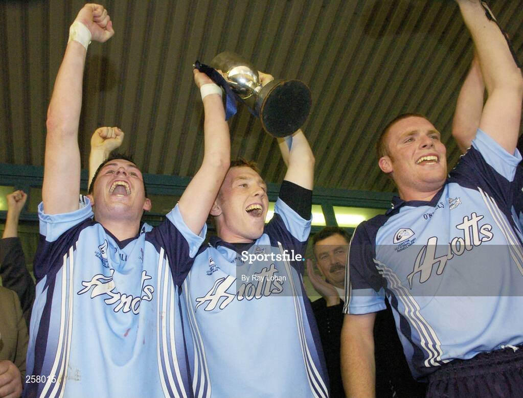 18 July 2007; Dublin's Alan McCrabbe, John McCaffrey and Danny Webster with the cup. Erin U21 Leinster Hurling Championship final. Dublin v Offaly, Parnell Park, Dublin. Picture Credit; Ray Lohan / SPORTSFILE *** Local Caption ***
