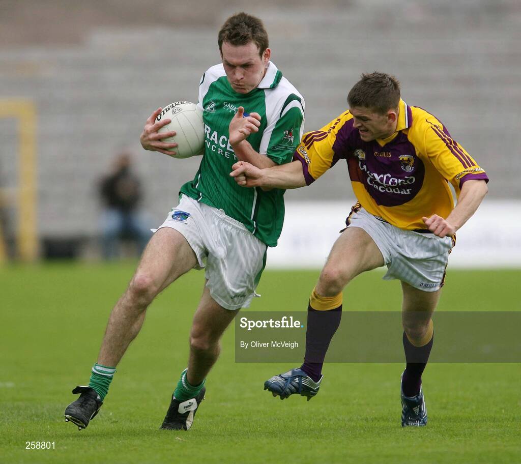 8 July 2007; James Sherry, Fermanagh, in action against Adrian Flynn, Wexford. Bank of Ireland All-Ireland Senior Football Championship Qualifier, Round 1, Fermanagh v Wexford, St Tighearnach's Park, Clones, Co. Monaghan. Picture credit: Oliver McVeigh / SPORTSFILE