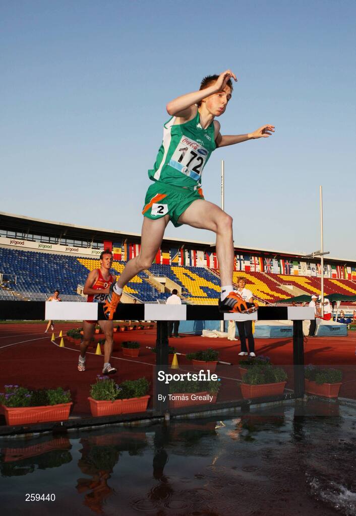 23 July 2007; Noel Collins, Ireland, on his way to take the silver medal in the boys 2000m Steeplechase final in a time of 5.52.06. European Youth Olympic Festival, Belgrade, Serbia. Picture credit: Tomás Greally / SPORTSFILE