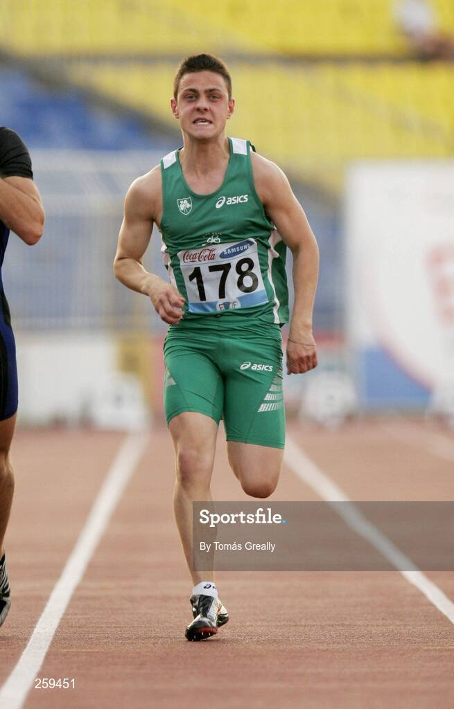 23 July 2007; Ireland's Christopher Russell, from Co. Waterford, in action during the boys 100m semi-final, who finished fifth and failed to qualify for final. European Youth Olympic Festival, Belgrade, Serbia. Picture credit: Tomás Greally / SPORTSFILE
