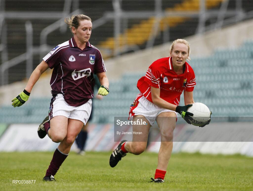 21 July 2007; Nollaig Cleary Cork, in action against Marie O'Connell, Galway. TG4 All-Ireland Ladies Football Championship Group 2, Cork v Galway, Gaelic Grounds, Co. Limerick. Picture credit: James Horan / SPORTSFILE