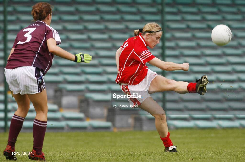21 July 2007; Mary O'Connor Cork, in action against Emer Flaherty, Galway. TG4 All-Ireland Ladies Football Championship Group 2, Cork v Galway, Gaelic Grounds, Co. Limerick. Picture credit: James Horan / SPORTSFILE