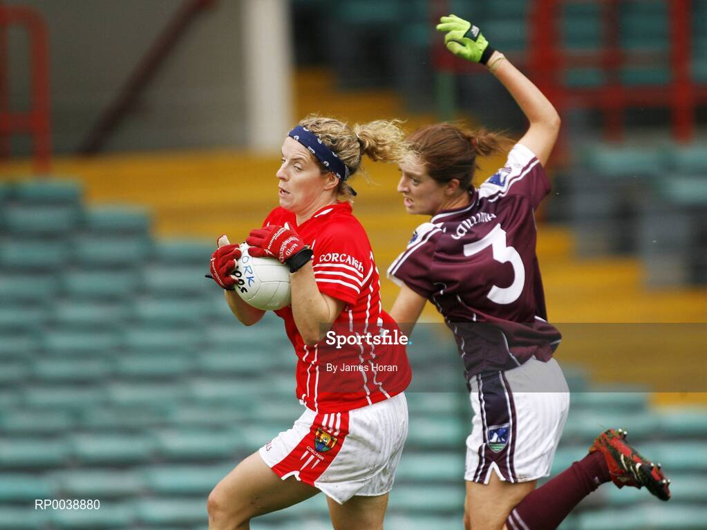 21 July 2007; Valerie Mulcahy Cork, in action against Emer Flaherty, Galway. TG4 All-Ireland Ladies Football Championship Group 2, Cork v Galway, Gaelic Grounds, Co. Limerick. Picture credit: James Horan / SPORTSFILE