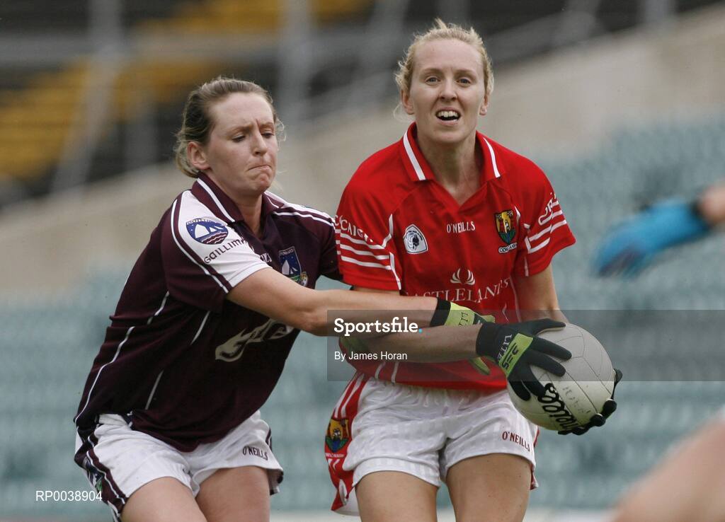 21 July 2007; Nollaig Cleary, Cork, in action against Marie O'Connell, Galway. TG4 All-Ireland Ladies Football Championship Group 2, Cork v Galway, Gaelic Grounds, Co. Limerick. Picture credit: James Horan / SPORTSFILE