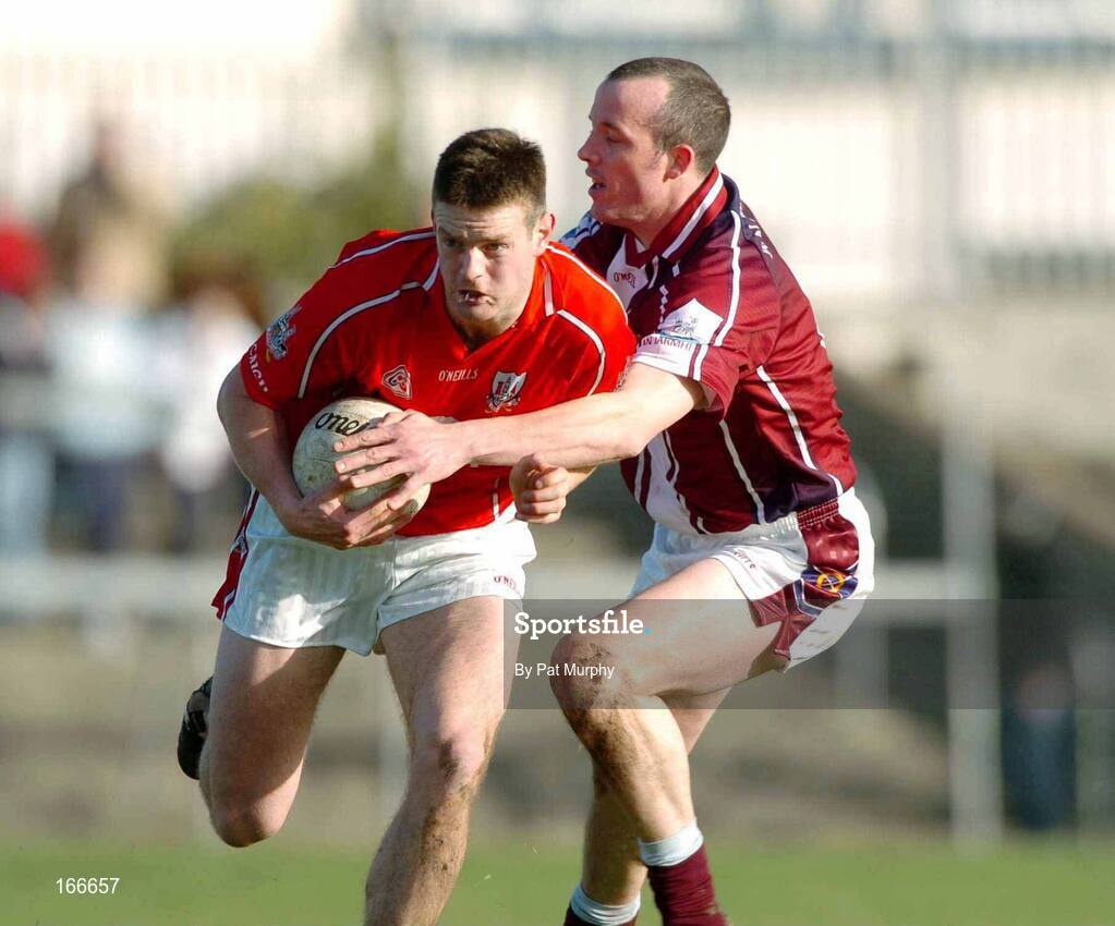 13 February 2005; Derek Kavanagh, Cork, in action against Rory O'Connell, Westmeath. Allianz National Football League, Division 1A, Westmeath v Cork, Cusack Park, Mullingar, Co. Westmeath. Picture credit; Pat Murphy / SPORTSFILE