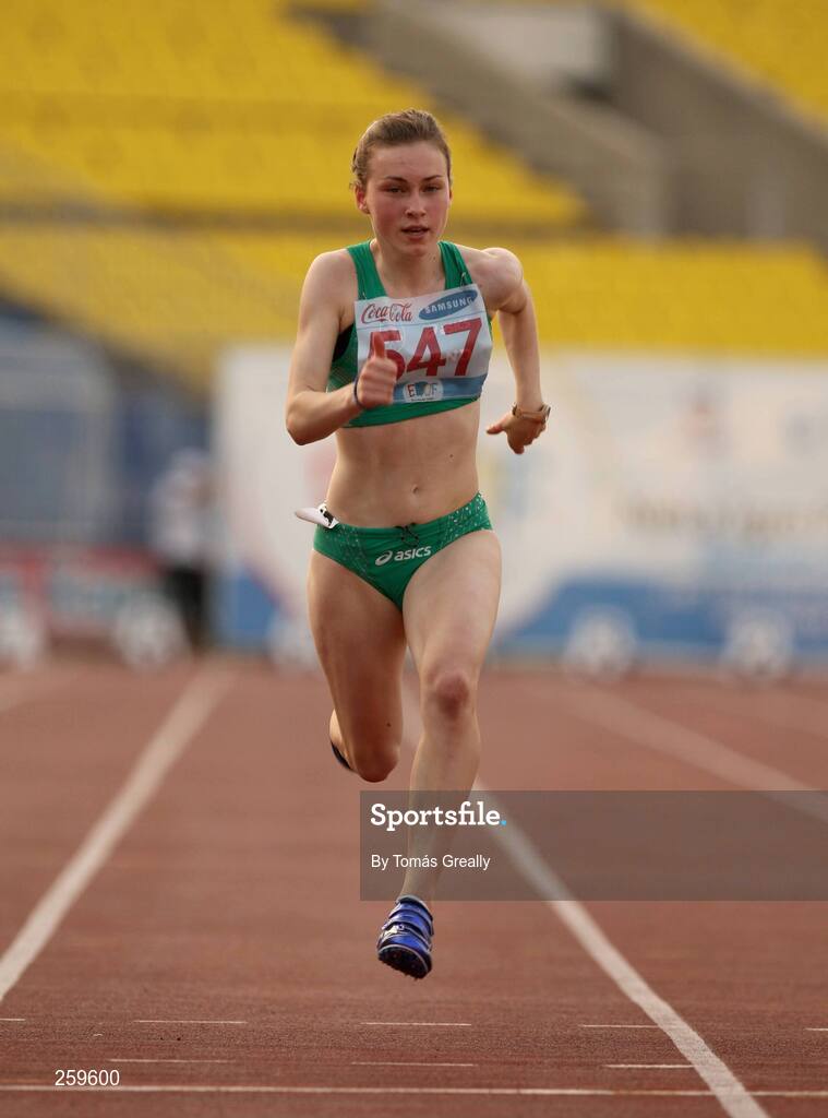 24 July 2007; Ireland's Niamh Whelan, from Co. Waterford, on her way to take the bronze medal in the Girls 100m final event and to set a new personal best of 11.87. European Youth Olympic Festival, Belgrade, Serbia. Picture credit: Tomás Greally / SPORTSFILE