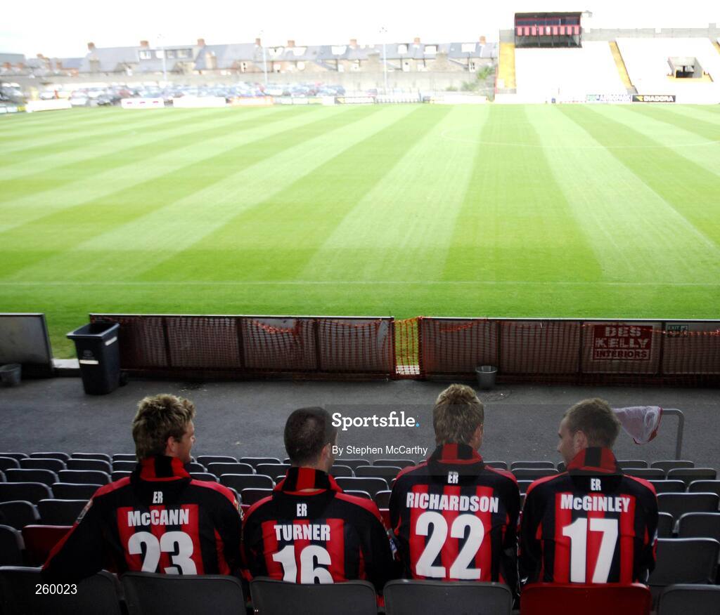 27 July 2007; Bohemians new signings Ryan McCann, Chris Turner, Dean Richardson, and Michael McGinley following a press conference to announce their four new signings. Phoenix Bar, Dalymount Park, Dublin. Picture credit: Stephen McCarthy / SPORTSFILE