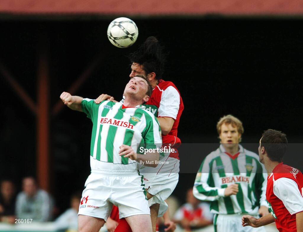 27 July 2007; Denis Behan, Cork City, in action against Darragh Maguire, St. Patrick's Athletic. eircom League of Ireland Premier Division, St. Patrick's Athletic v Cork City, Richmond Park, Dublin. Picture credit; Matt Browne / SPORTSFILE