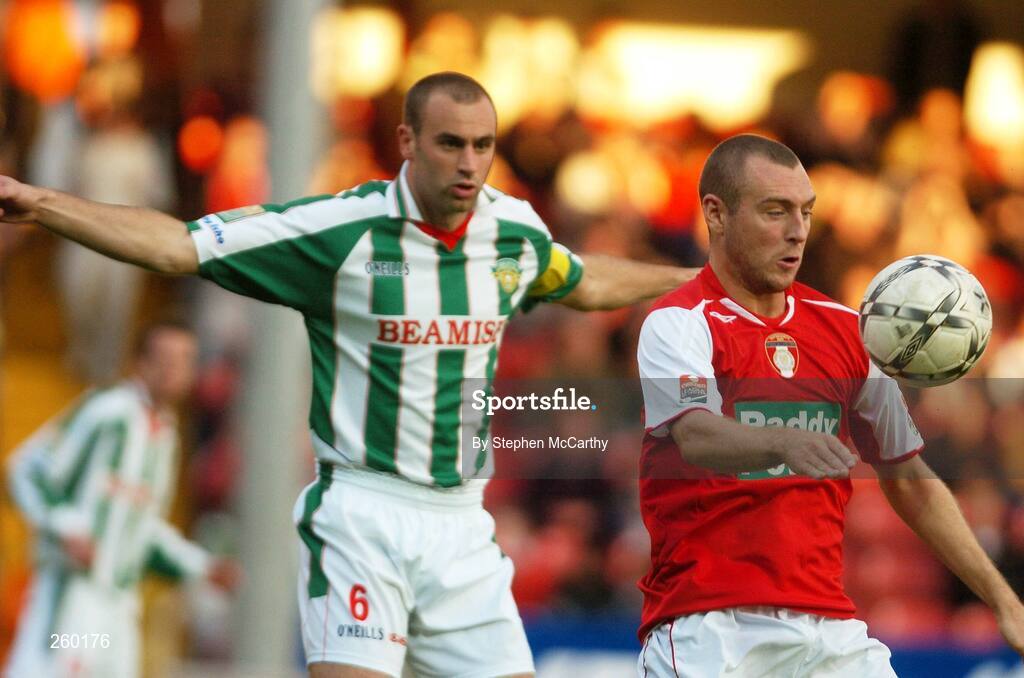 27 July 2007; Mark Quigley, St. Patrick's Athletic, in action against Dan Murray, Cork City. eircom League of Ireland Premier Division, St. Patrick's Athletic v Cork City, Richmond Park, Dublin. Picture credit; Stephen McCarthy / SPORTSFILE