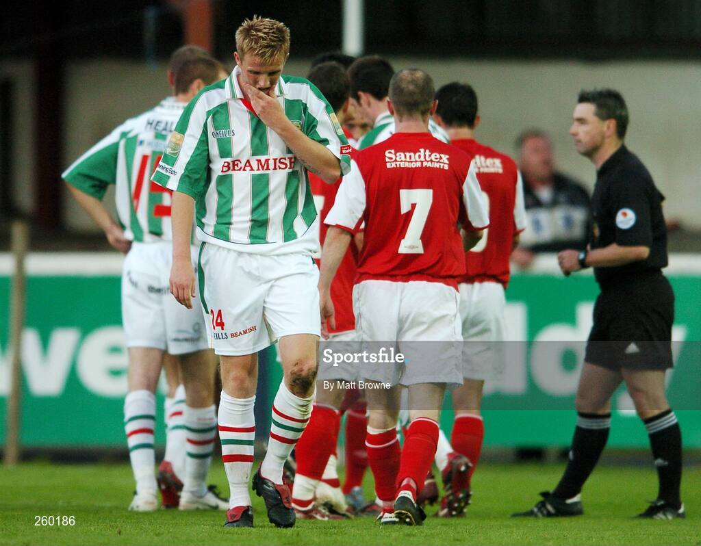 27 July 2007; Cork City's Sean Kelly, 24, after he was sent off by referee Damien Hancock. eircom League of Ireland Premier Division, St. Patrick's Athletic v Cork City, Richmond Park, Dublin. Picture credit; Matt Browne / SPORTSFILE