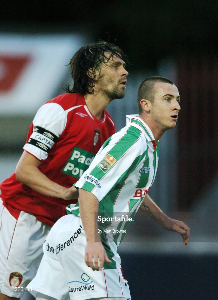 27 July 2007; Roy O'Donovan, Cork City, in action against Darragh Maguire, St. Patrick's Athletic. eircom League of Ireland Premier Division, St. Patrick's Athletic v Cork City, Richmond Park, Dublin. Picture credit; Matt Browne / SPORTSFILE