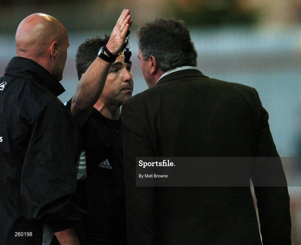 27 July 2007; Cork City manager Damien Richardson reacts as he is sent off the pitch by referee Damien Hancock. eircom League of Ireland Premier Division, St. Patrick's Athletic v Cork City, Richmond Park, Dublin. Picture credit; Matt Browne / SPORTSFILE