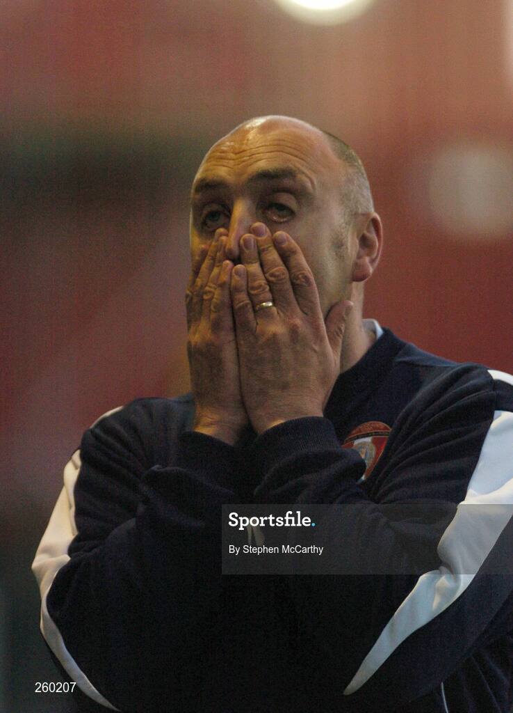 27 July 2007; St. Patrick's Athletic manager John McDonnell during the final minutes of the match. eircom League of Ireland Premier Division, St. Patrick's Athletic v Cork City, Richmond Park, Dublin. Picture credit; Stephen McCarthy / SPORTSFILE