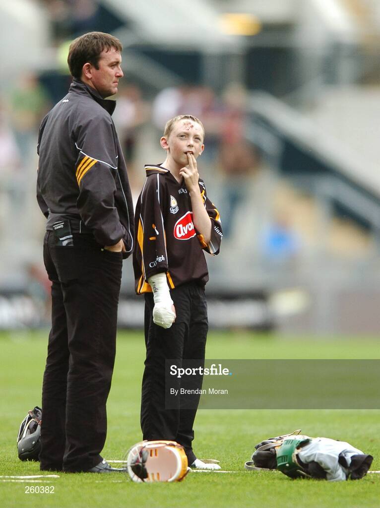 28 July 2007; Kilkenny goalkeeper James McGarry with his son Darragh before the game. Guinness All-Ireland Senior Hurling Championship Quarter-Final, Kilkenny v Galway, Croke Park, Dublin. Picture credit; Brendan Moran / SPORTSFILE