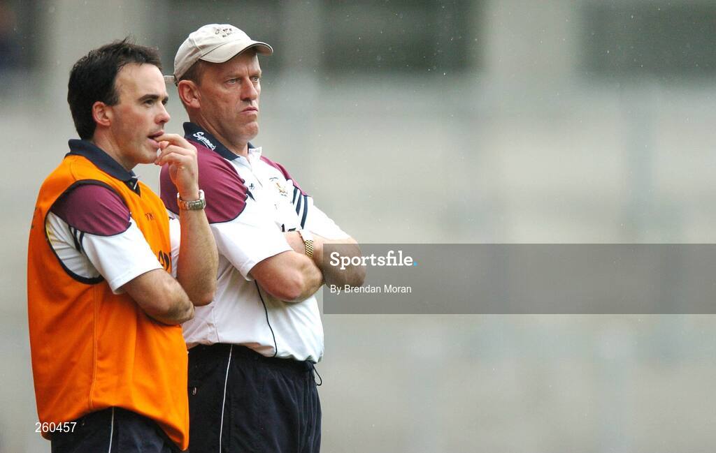 28 July 2007; Galway manager Ger Loughnane, right, and selector Louis Mulqueen watch the final moments of the game. Guinness All-Ireland Senior Hurling Championship Quarter-Final, Kilkenny v Galway, Croke Park, Dublin. Picture credit; Brendan Moran / SPORTSFILE