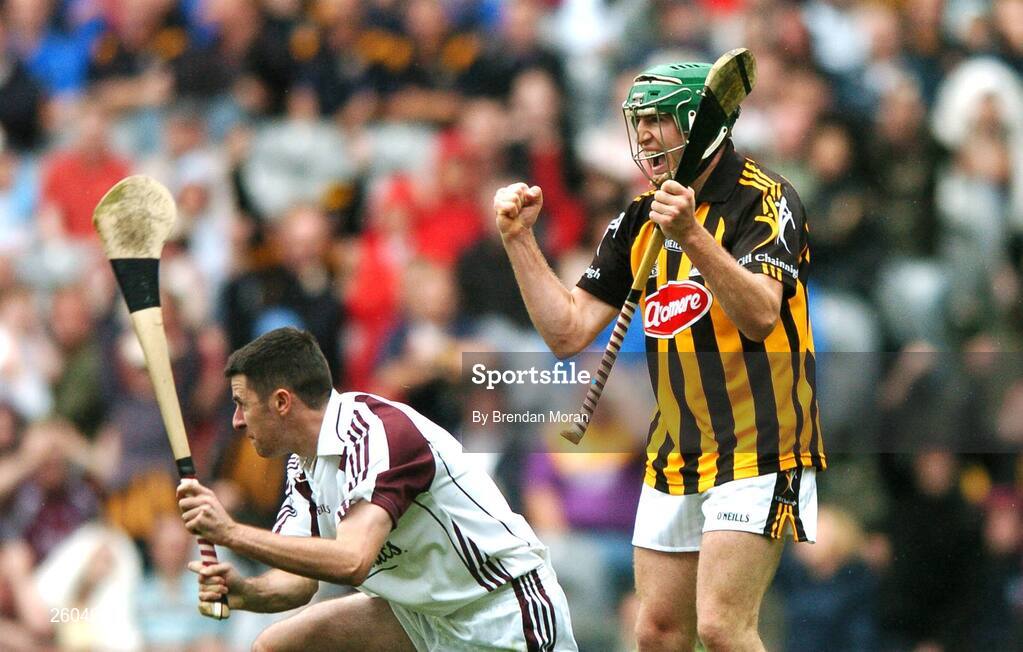28 July 2007; Kilkenny's Eddie Brennan celebrates scoring his side's second goal and his first goal as Galway goalkeeper Colm Callanan looks on. Guinness All-Ireland Senior Hurling Championship Quarter-Final, Kilkenny v Galway, Croke Park, Dublin. Picture credit; Brendan Moran / SPORTSFILE